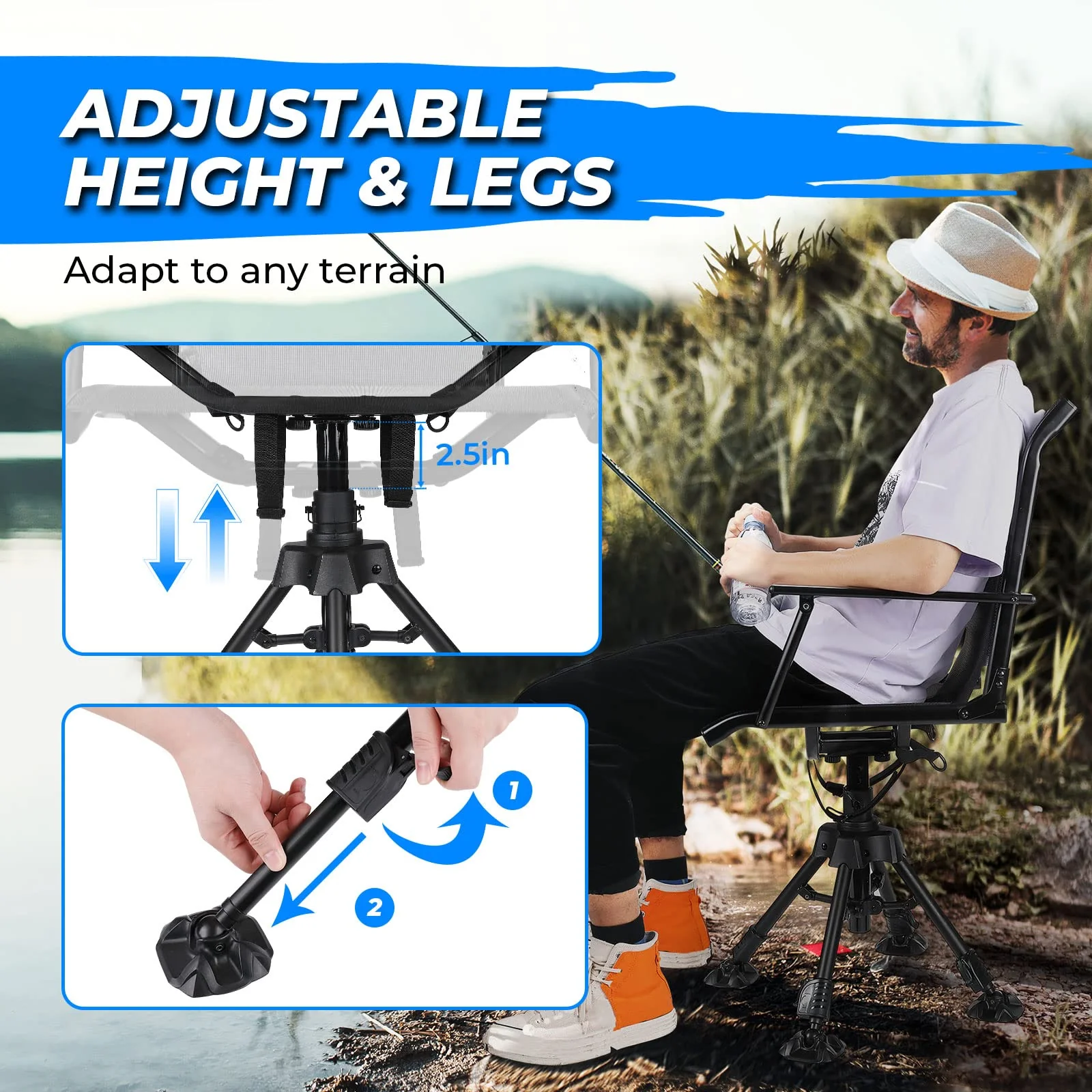 360 Degree Silent Swivel Blind Hunting Chair - Image 4