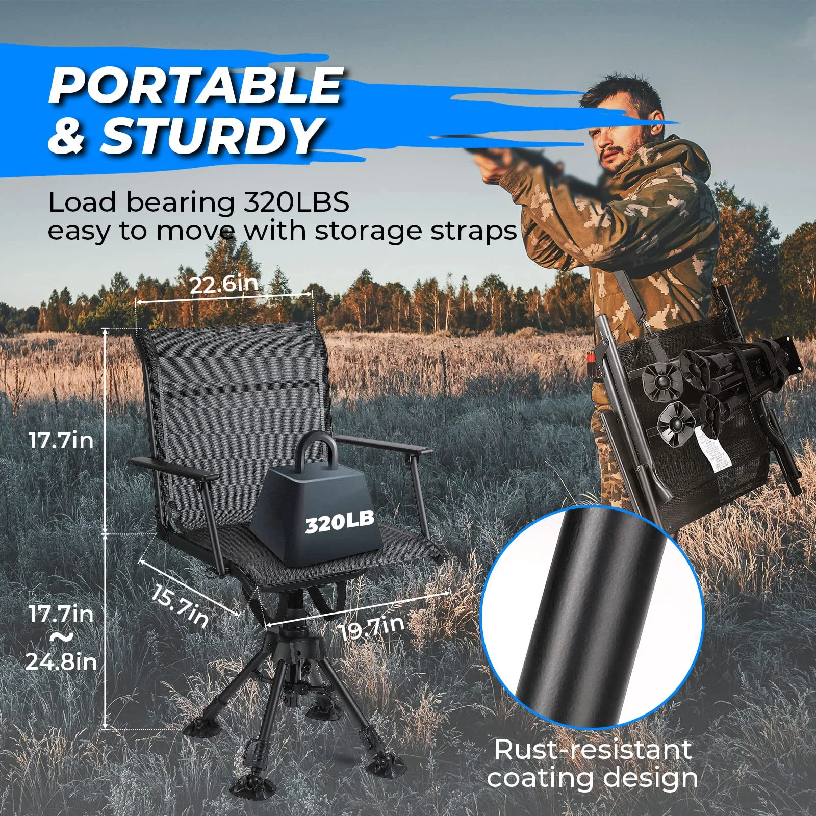360 Degree Silent Swivel Blind Hunting Chair - Image 5