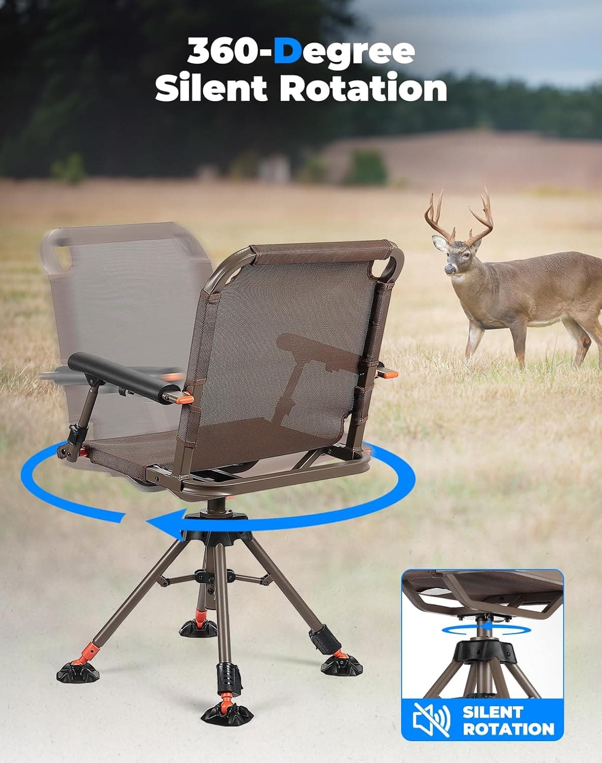 Hunting Chair 360 Degree Silent Swivel Folding Chair - Image 4