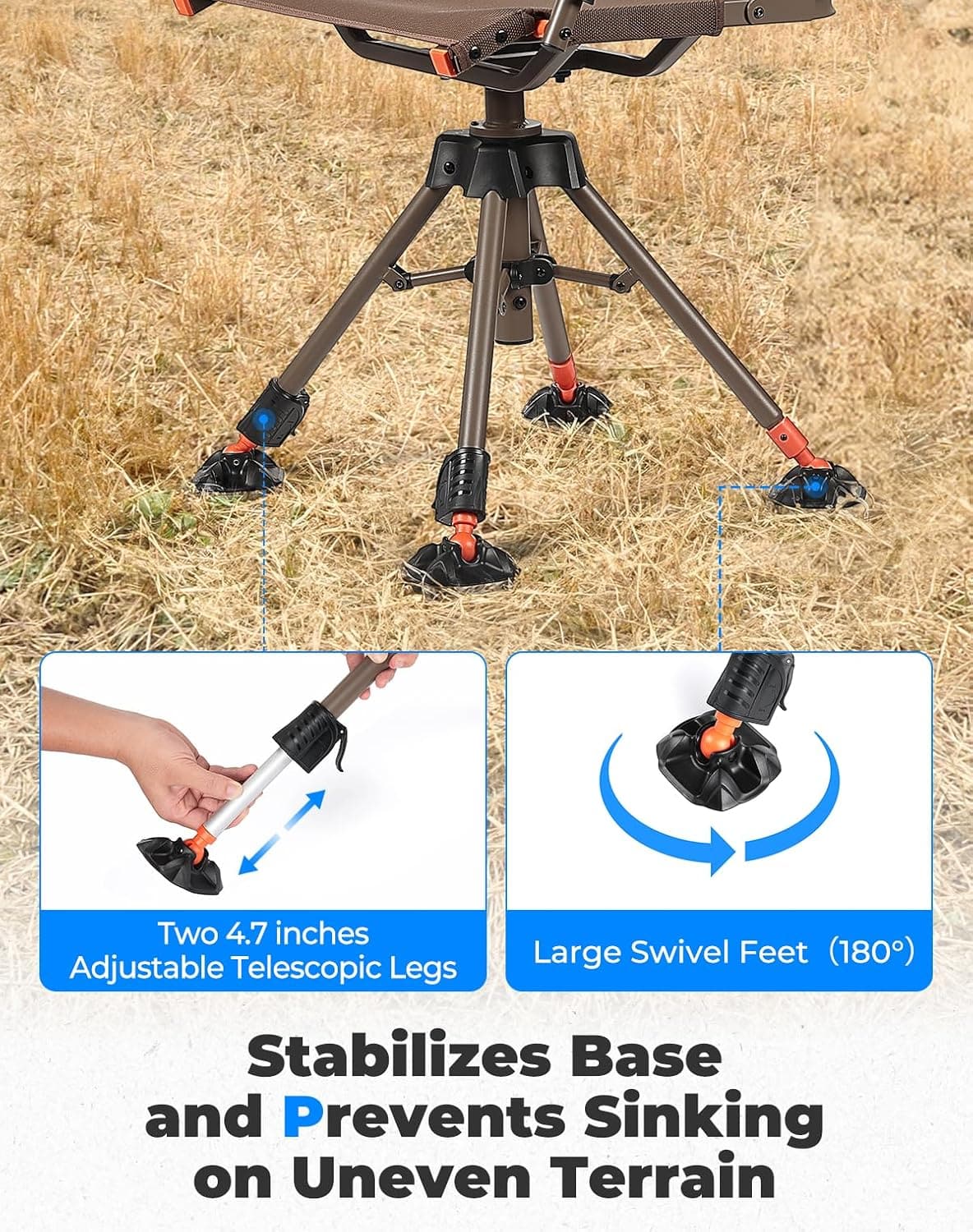 Hunting Chair 360 Degree Silent Swivel Folding Chair - Image 5
