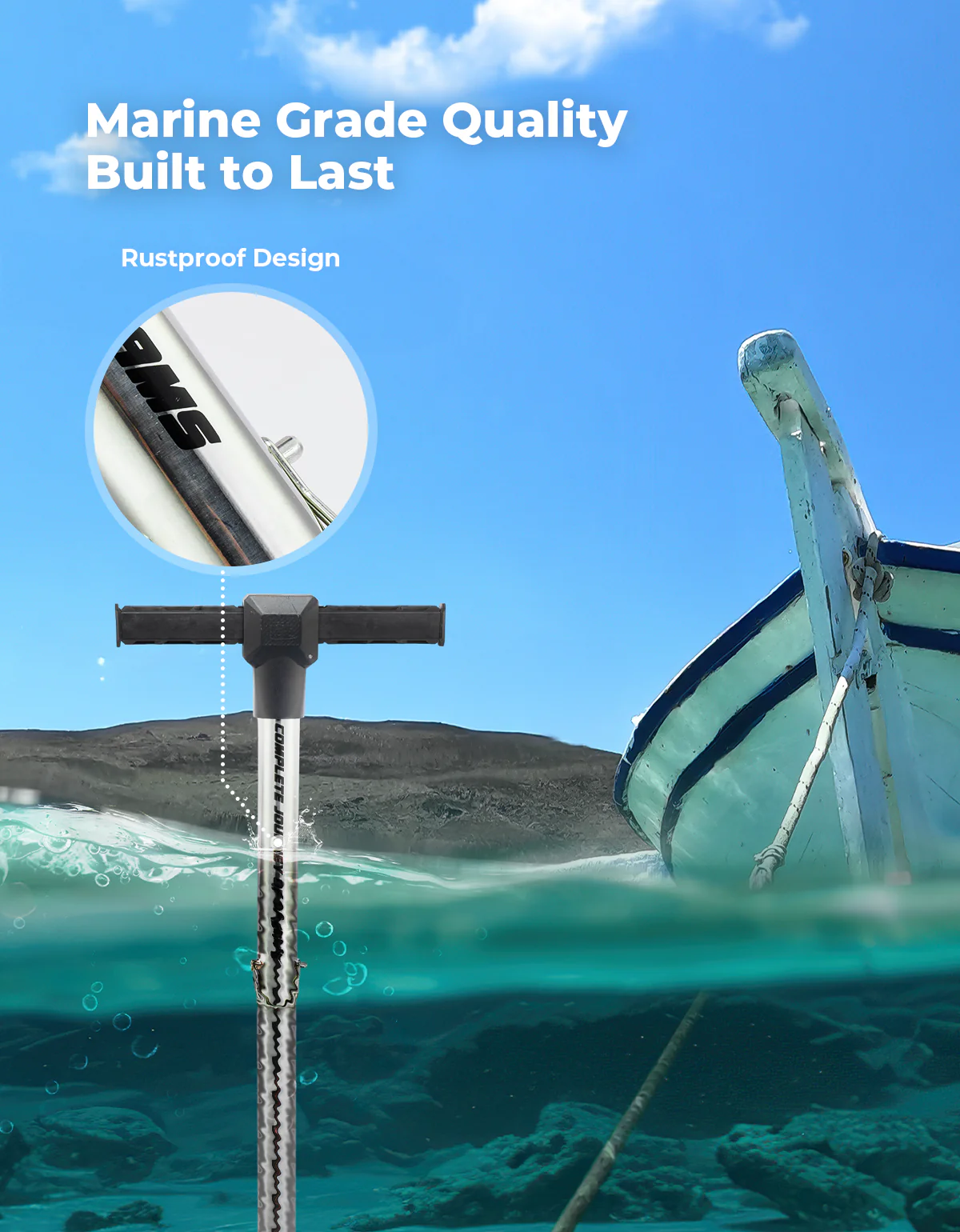 Jet Ski Anchor Shallow Water Anchor Pole for Kayak Pontoon - Image 3