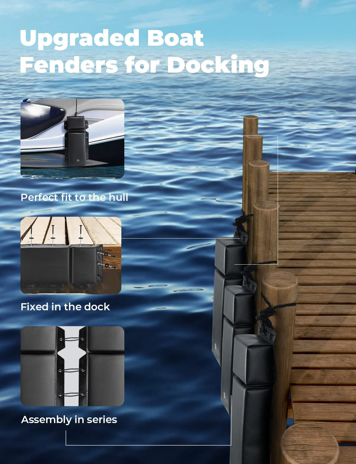 Flat Boat Fender, Marine Fender 2pcs for Ski Boat - Image 5