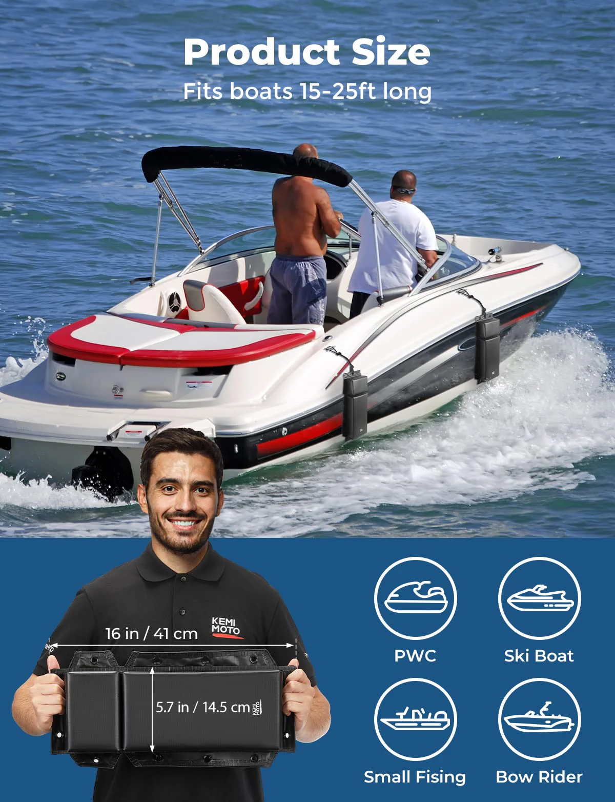Flat Boat Fender, Marine Fender 2pcs for Ski Boat - Image 7