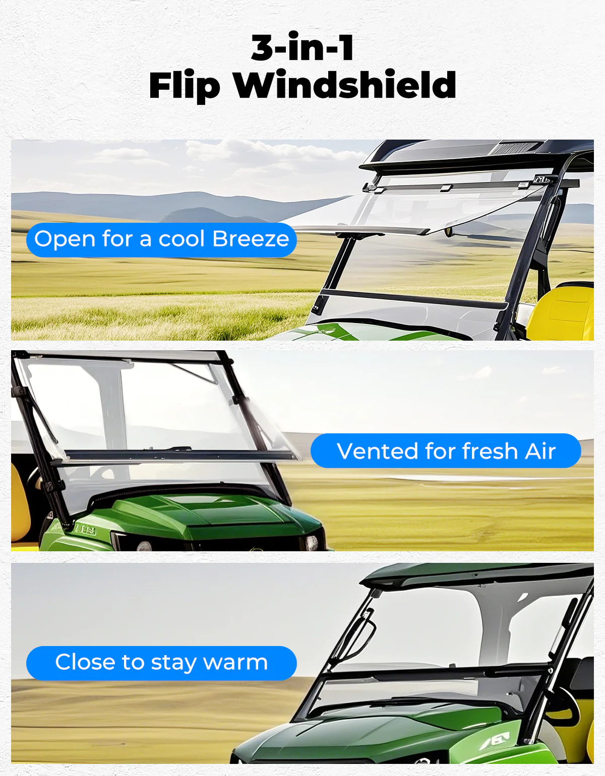 Flip Windshield for John Deere Gator - Image 2