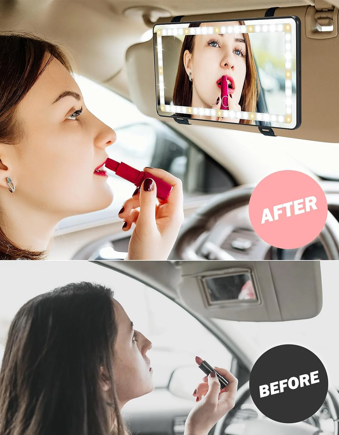 JOYTUTUS Car Sun Visor Vanity Mirror with 3 Light Modes & 60 LEDs - Image 3