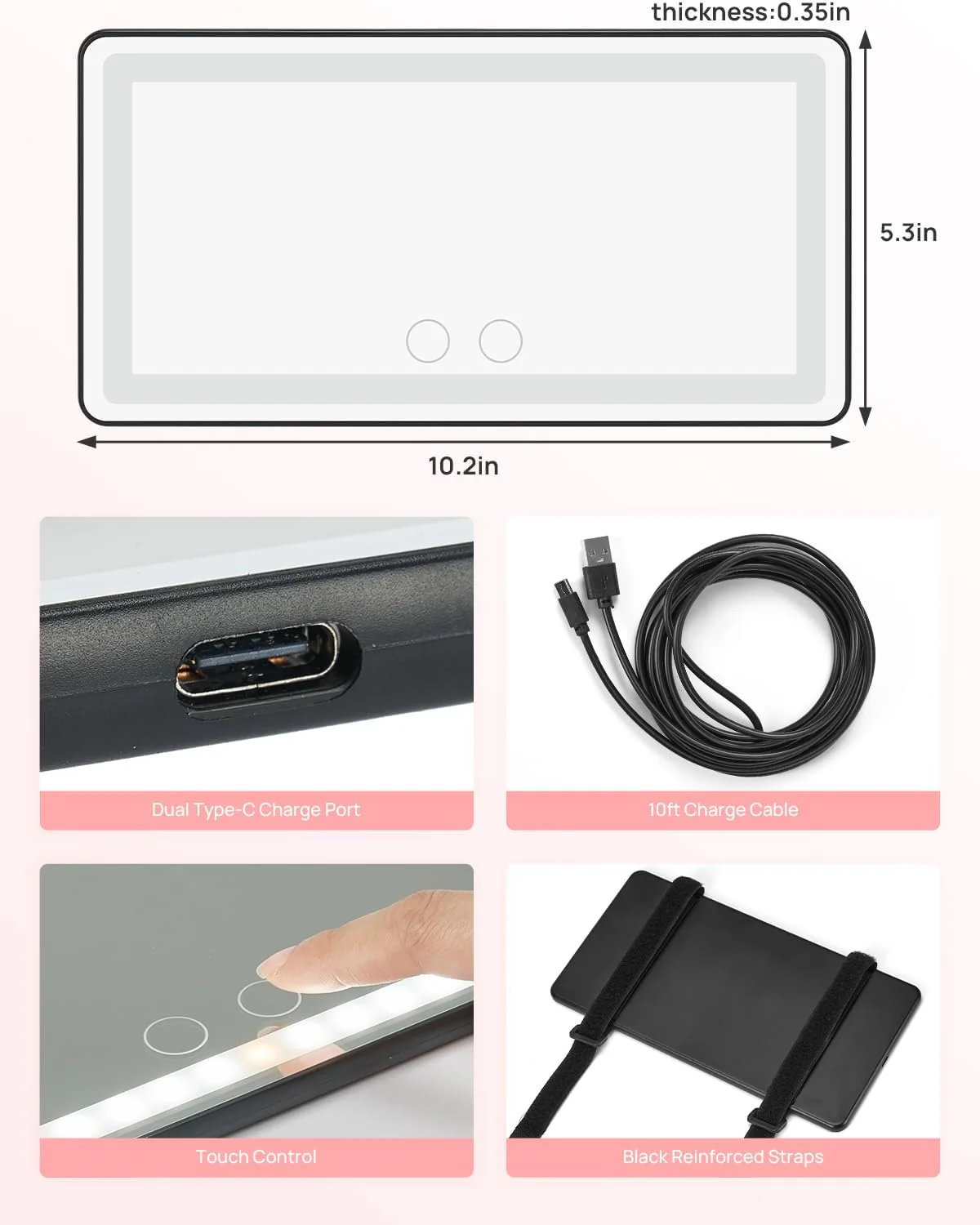 JOYTUTUS Car Sun Visor Vanity Mirror with 3 Light Modes & 60 LEDs - Image 6