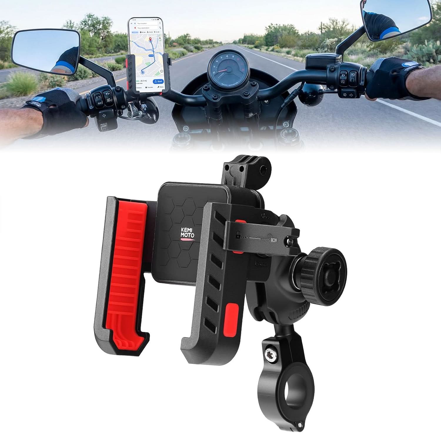 KEMIMOTO Anti-Vibration Phone Mount for ATV|Motorcycle|Bike - Image 8