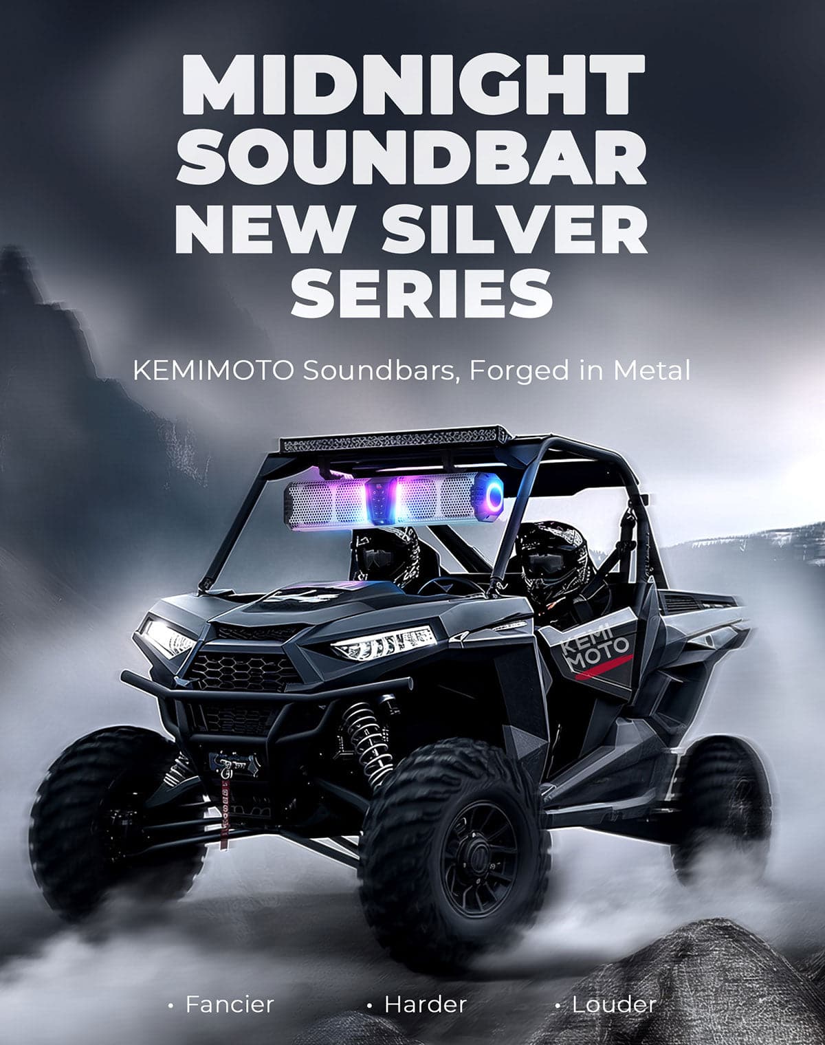 KEMIMOTO Midnight S60 26" RGB UTV Sound Bar for Golf Cart Marine 1"-2" Roll Bar - Image 11