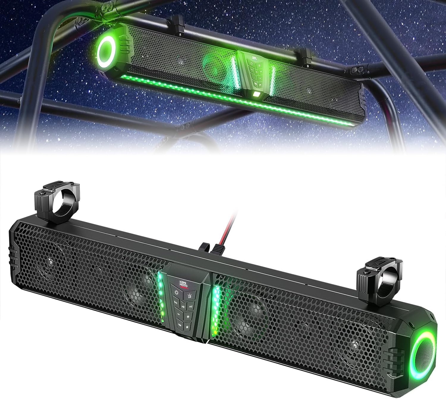 KEMIMOTO Midnight Sound Bar for Boats with 1”-2” Roll Bar - Image 8