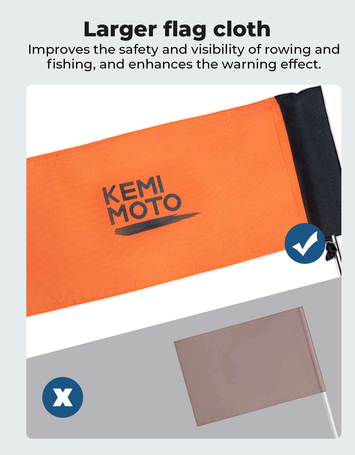 Kemimoto Orange Boat Flag, Kayak Flag with Storage Bag - Image 3