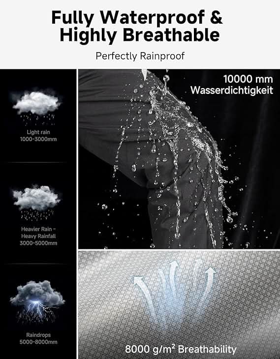 KEMIMOTO  Waterproof Lightweight Outdoor Rain Pants with Carry Bag for Cycling, Hiking, Camping, Golf - Image 3
