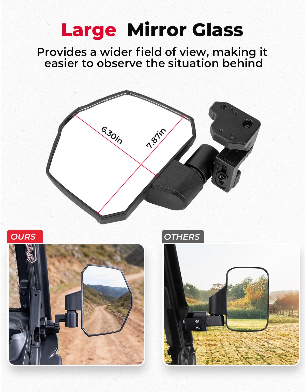 Large Side Mirrors for Can-Am Defender / Defender MAX (2016–2026) - Image 5