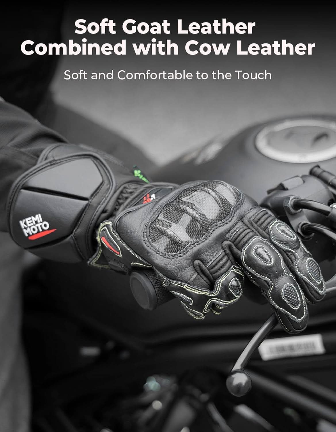 Leather Motorcycle Gloves with Kevlar & Carbon Fiber Protection - Image 4