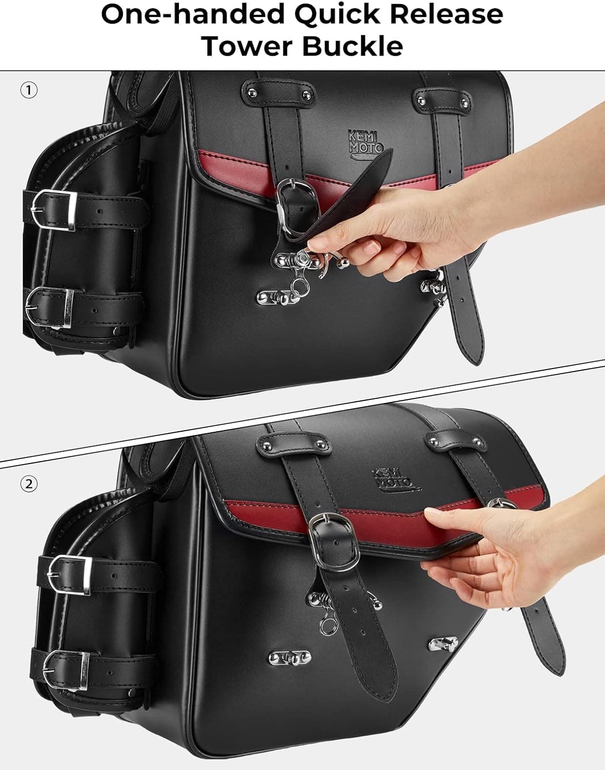 Leather Motorcycle Saddle bags for Softail Dyna Road King Universal - Image 3