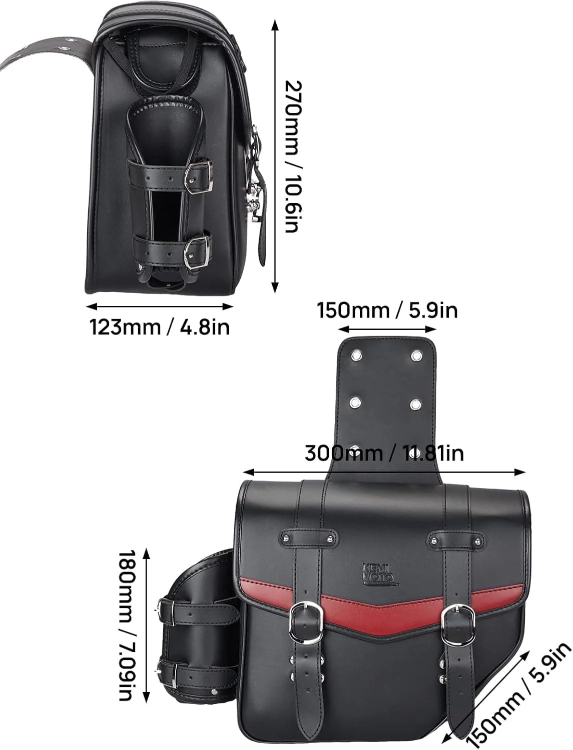 Leather Motorcycle Saddle bags for Softail Dyna Road King Universal - Image 7