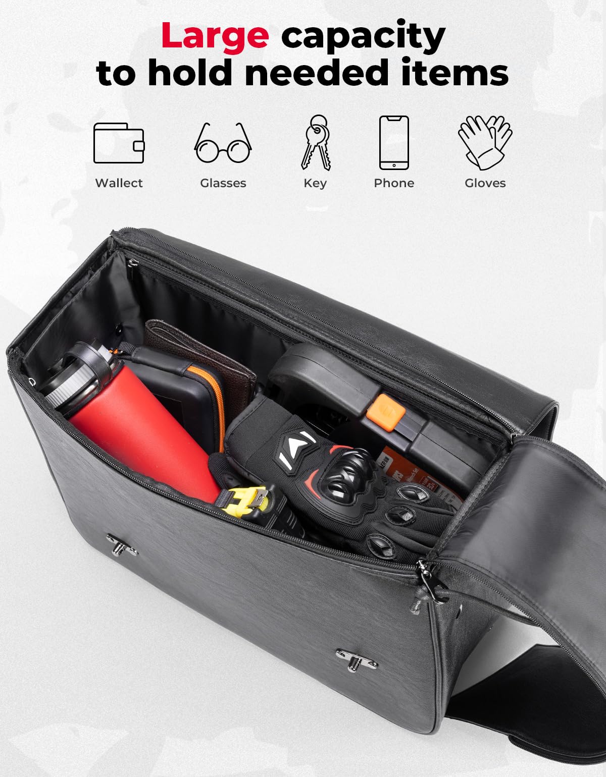 Leather Saddlebags for Sportster Softail Dyna (1 Pair) - Image 3
