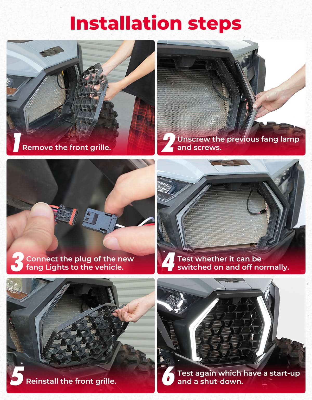 LED Grille Fang Lights for Polaris RZR Pro XP/Pro R/S 2025 Waterproof - Image 7