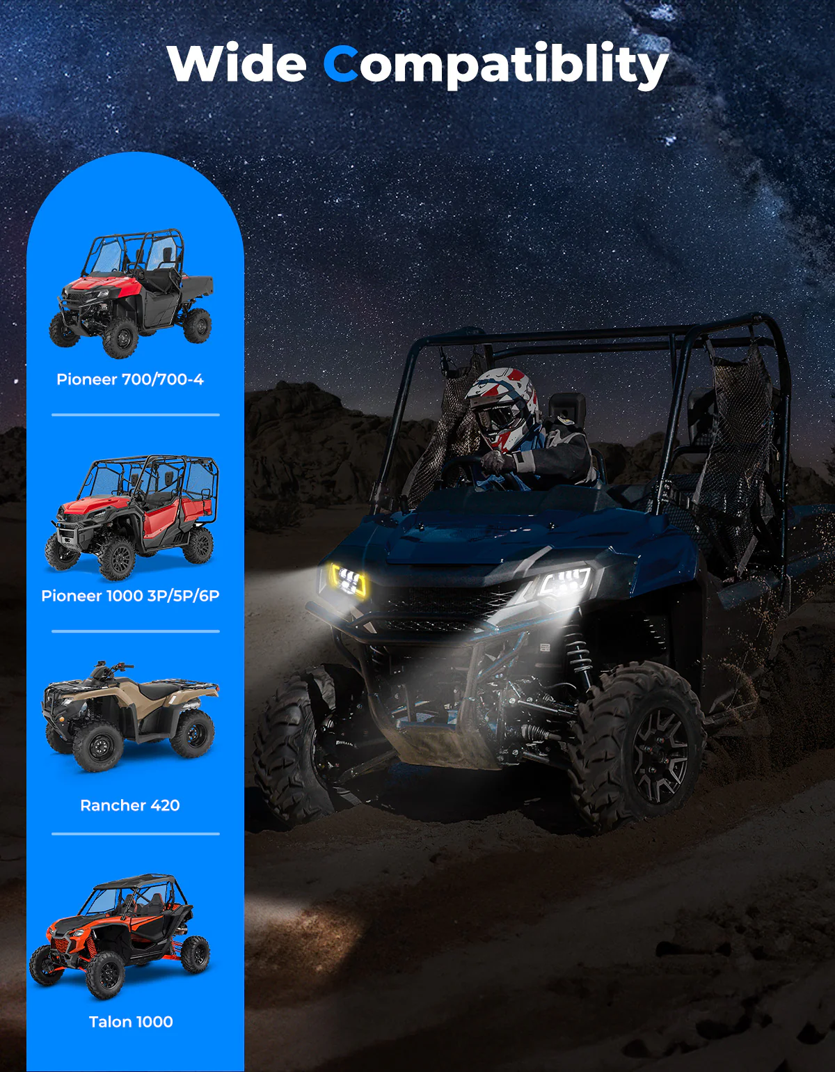 LED Headlight with Turn Signal for Pioneer 1000 700/ Talon 1000 - Image 7