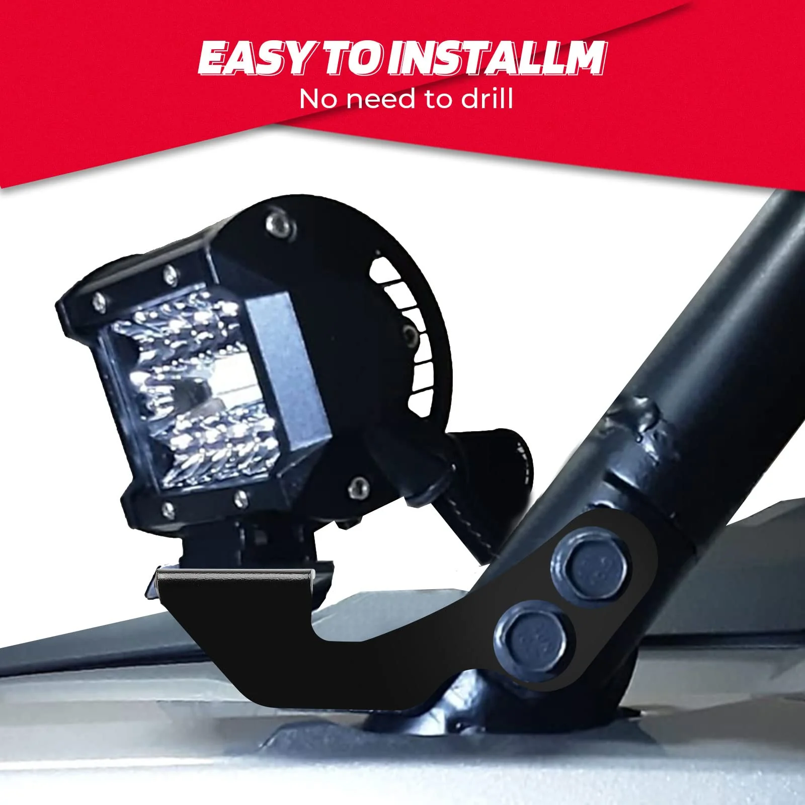LED Light Mount A-Pillar Mount Light Bracket for Polaris RZR (2 packs) - Image 3