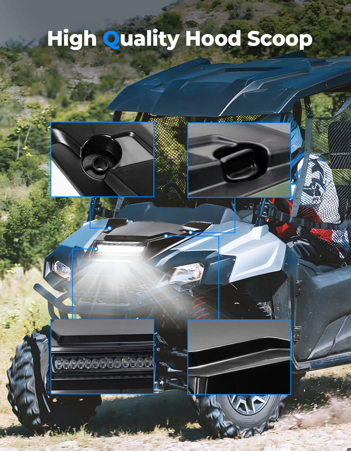 LED Turbo Hood Scoop for Pioneer 700 2P 4P 2014-2026 - Image 3