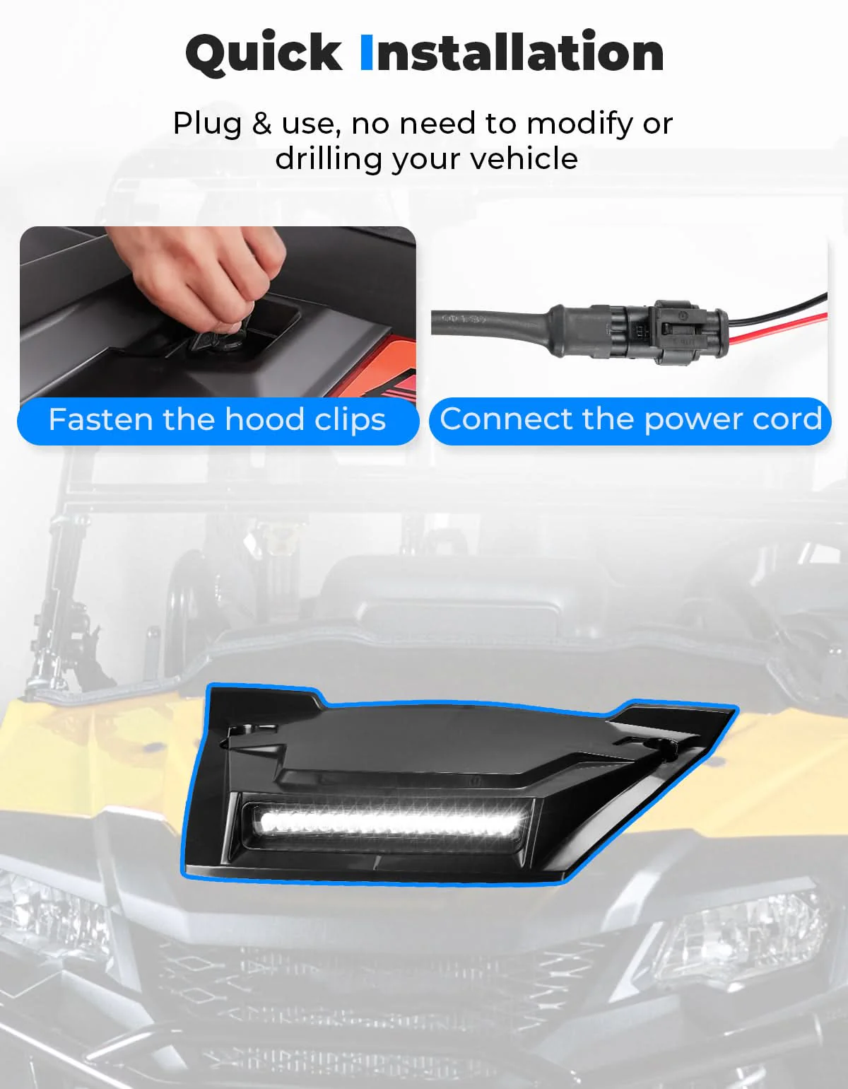 LED Turbo Hood Scoop for Pioneer 700 2P 4P 2014-2026 - Image 6