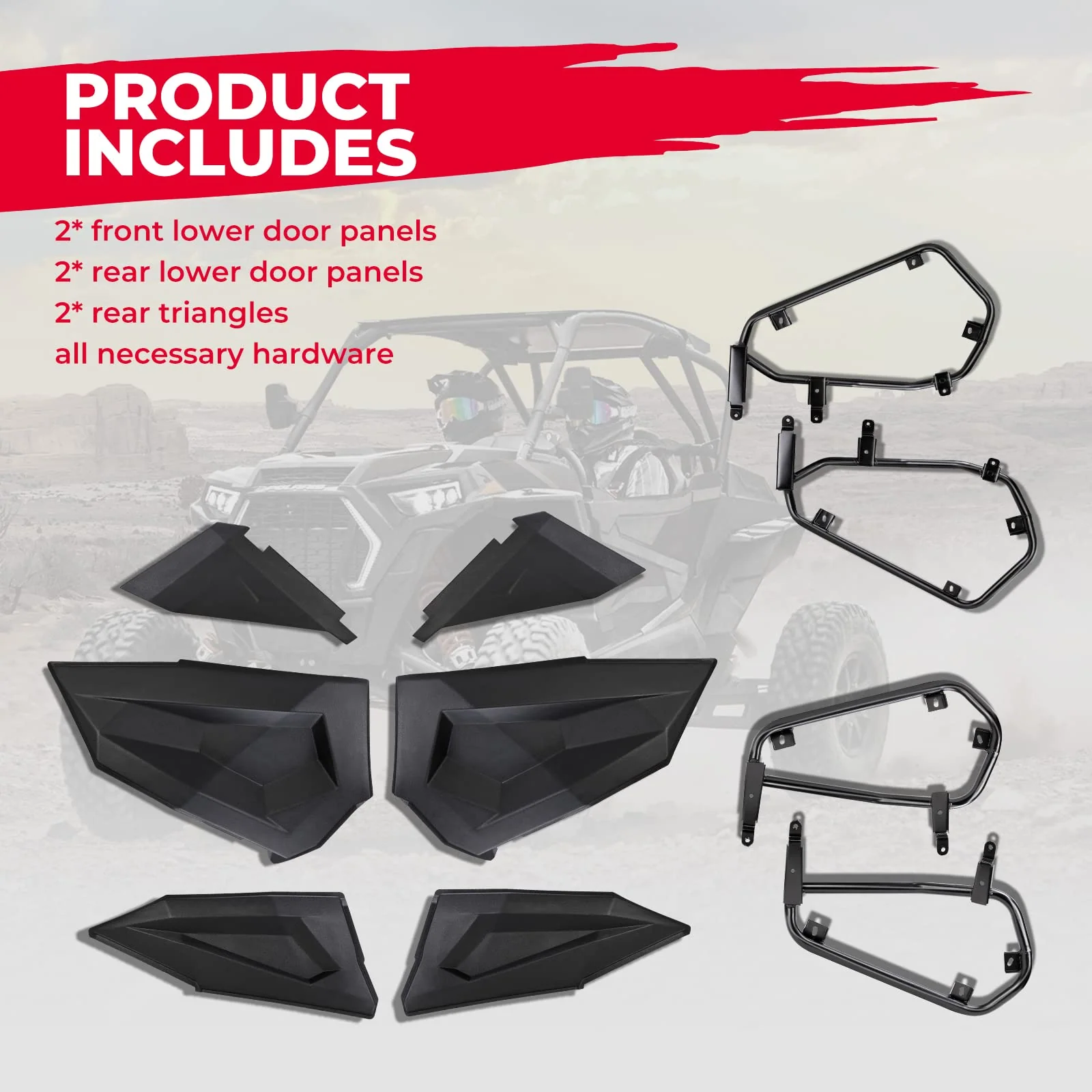 Lower Doors Panel Inserts For Polaris RZR XP4 1000 2014-2023 (4 Doors) - Image 7