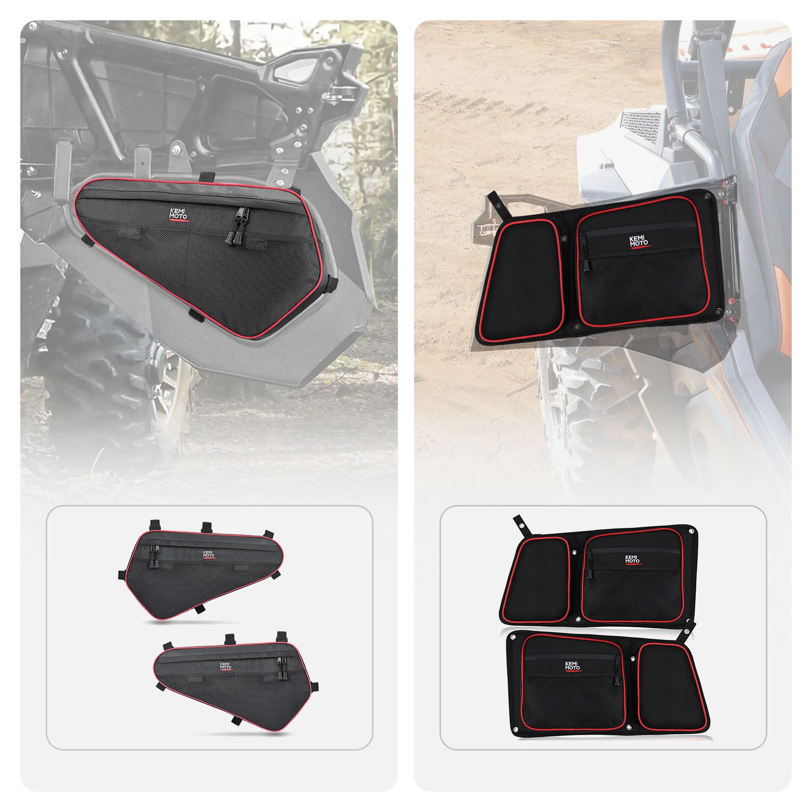 Lower Door Storage Bag & Rear Side Door Bags for Polaris RZR