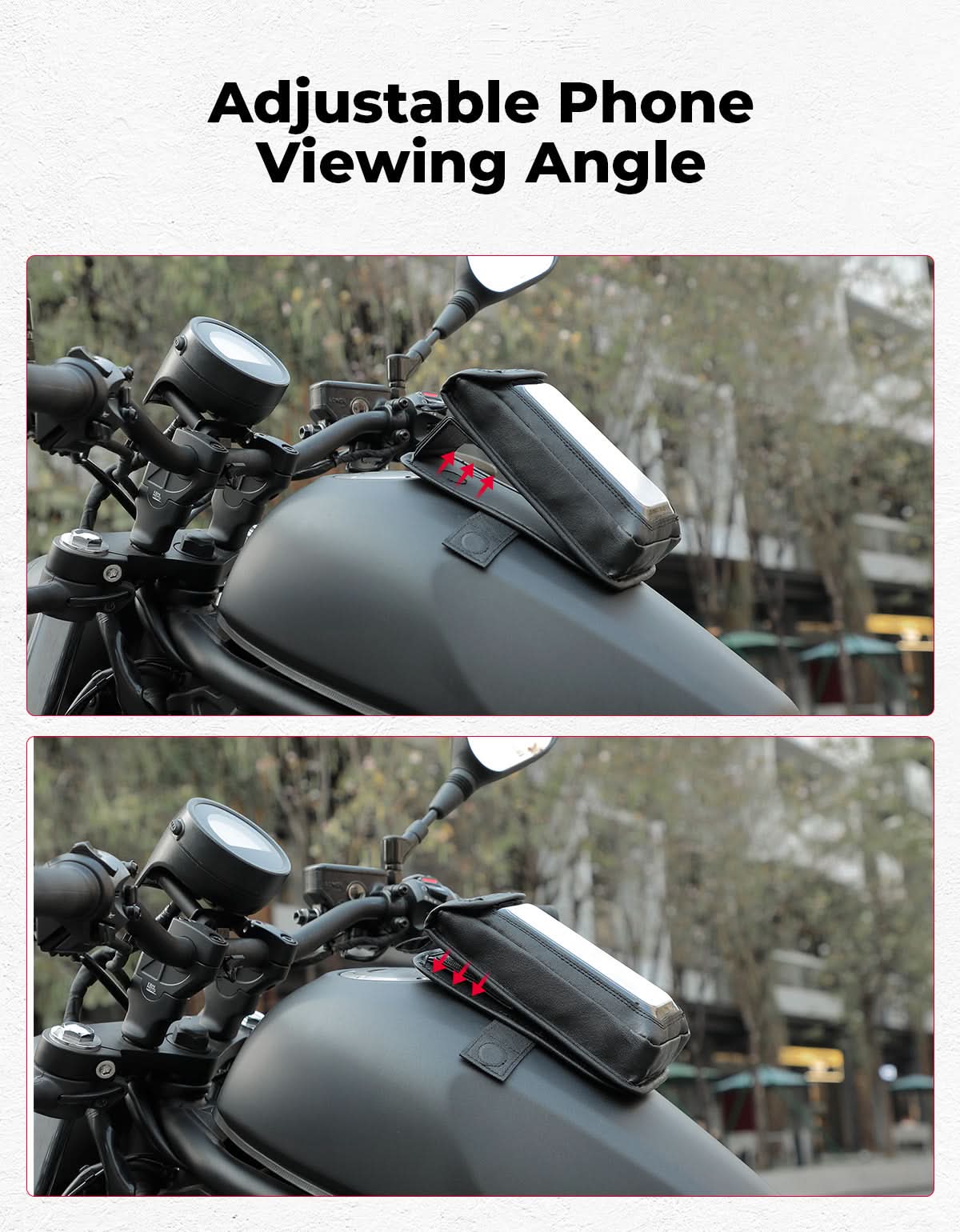 Magnetic PU Leather Motorcycle Tank Phone Bag, 6.9 Inch - Image 3