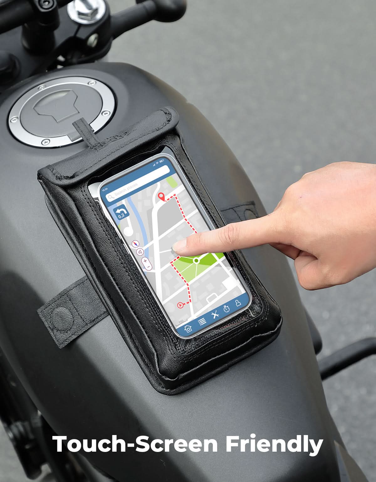 Magnetic PU Leather Motorcycle Tank Phone Bag, 6.9 Inch - Image 4