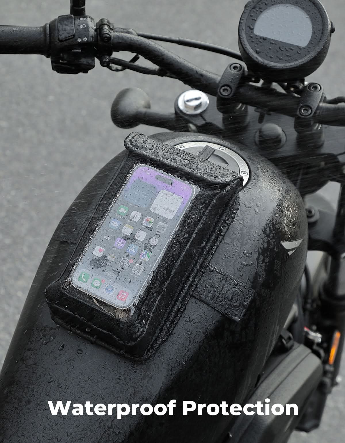 Magnetic PU Leather Motorcycle Tank Phone Bag, 6.9 Inch - Image 5