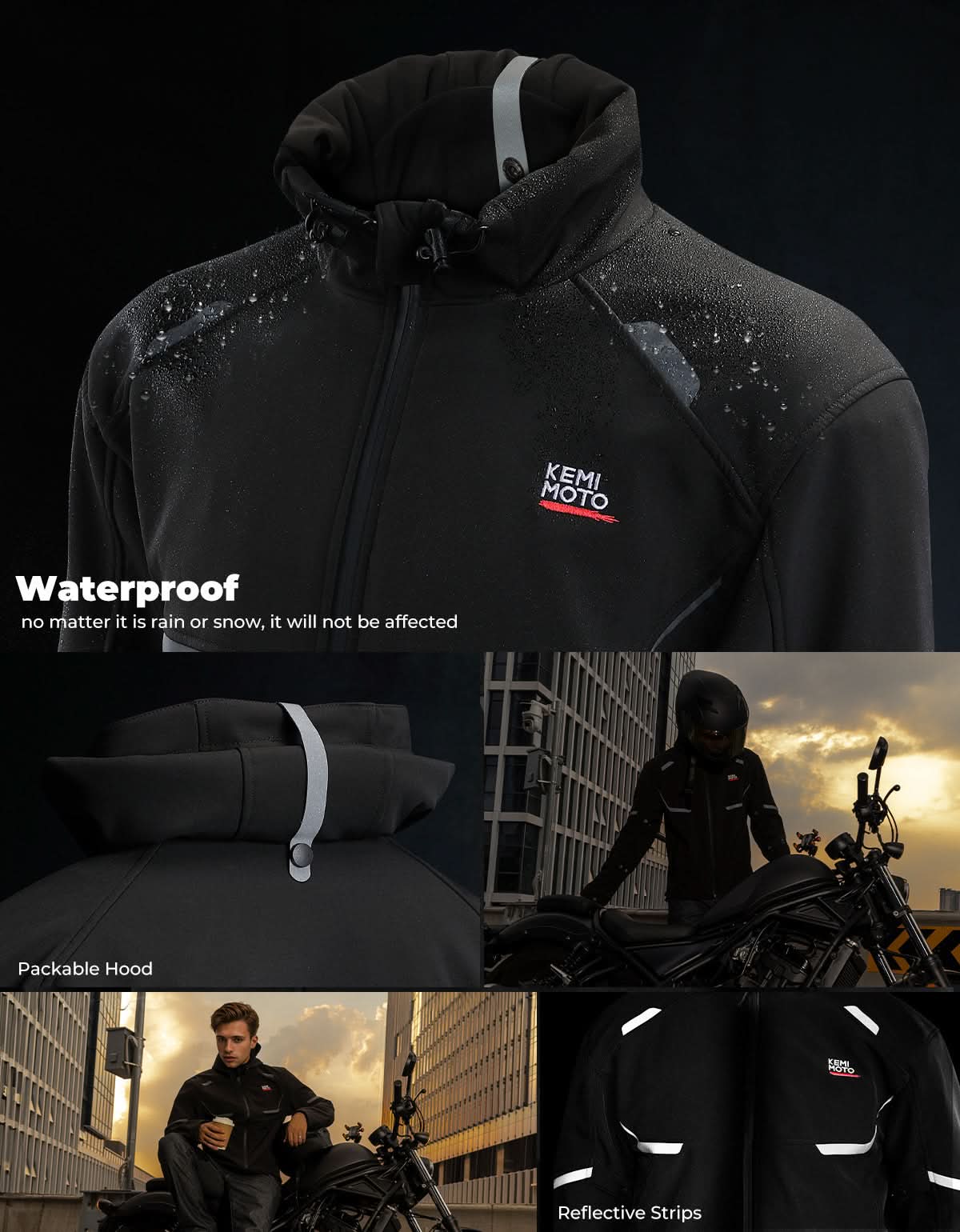 Heated Jacket with 20000 mAh Battery for Motorcycle Outdoor Hiking - Image 4