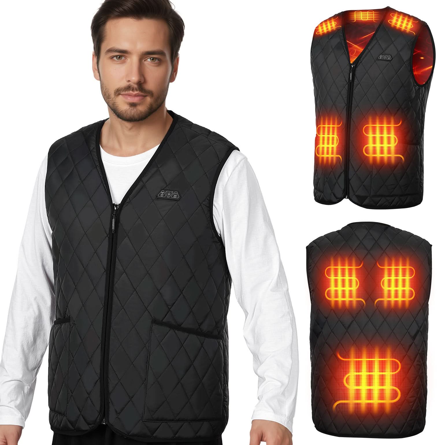 Members DAY Gift Men’s Heated Vest with Battery Pack Lightweight Quilted Winter Jacket - Image 3