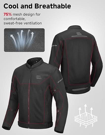 Men’s Mesh Jacket with CE Armor For Motorcycle Riding - Image 3