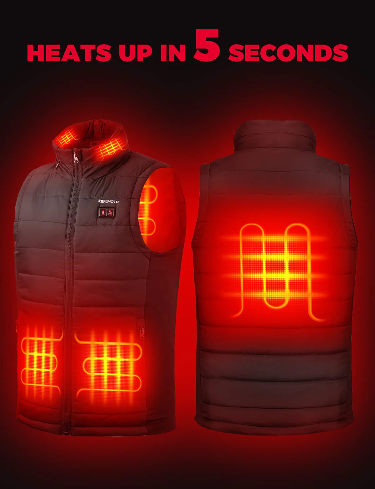 Heated Vest With Heated Hood - Black - Image 13