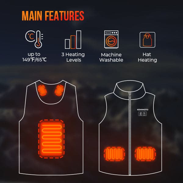 Heated Vest With Heated Hood - Black - Image 3