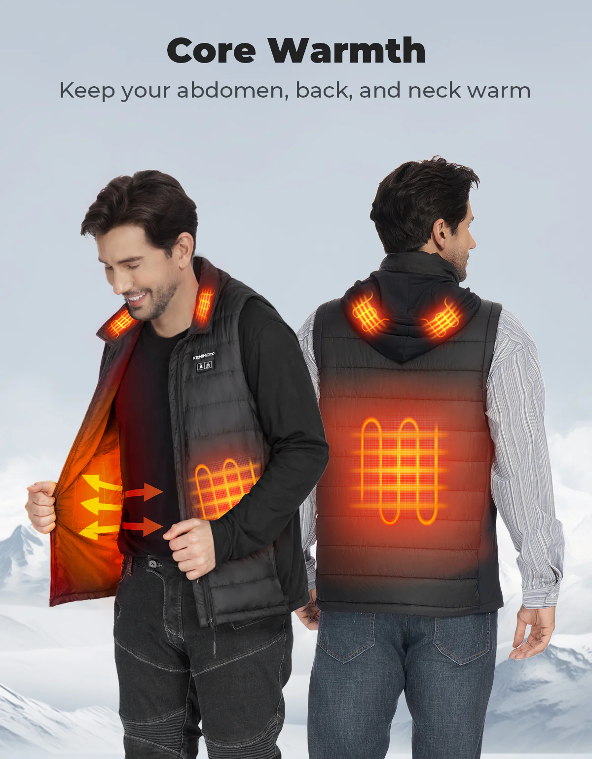 Heated Vest With Heated Hood - Black - Image 4