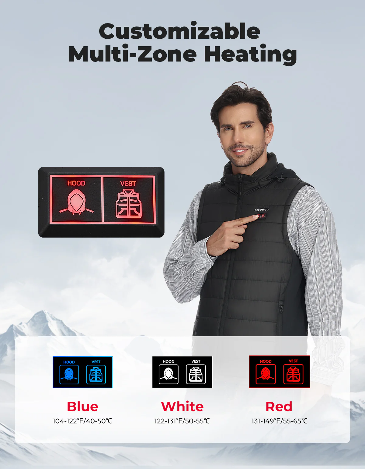 Heated Vest With Heated Hood - Black - Image 5