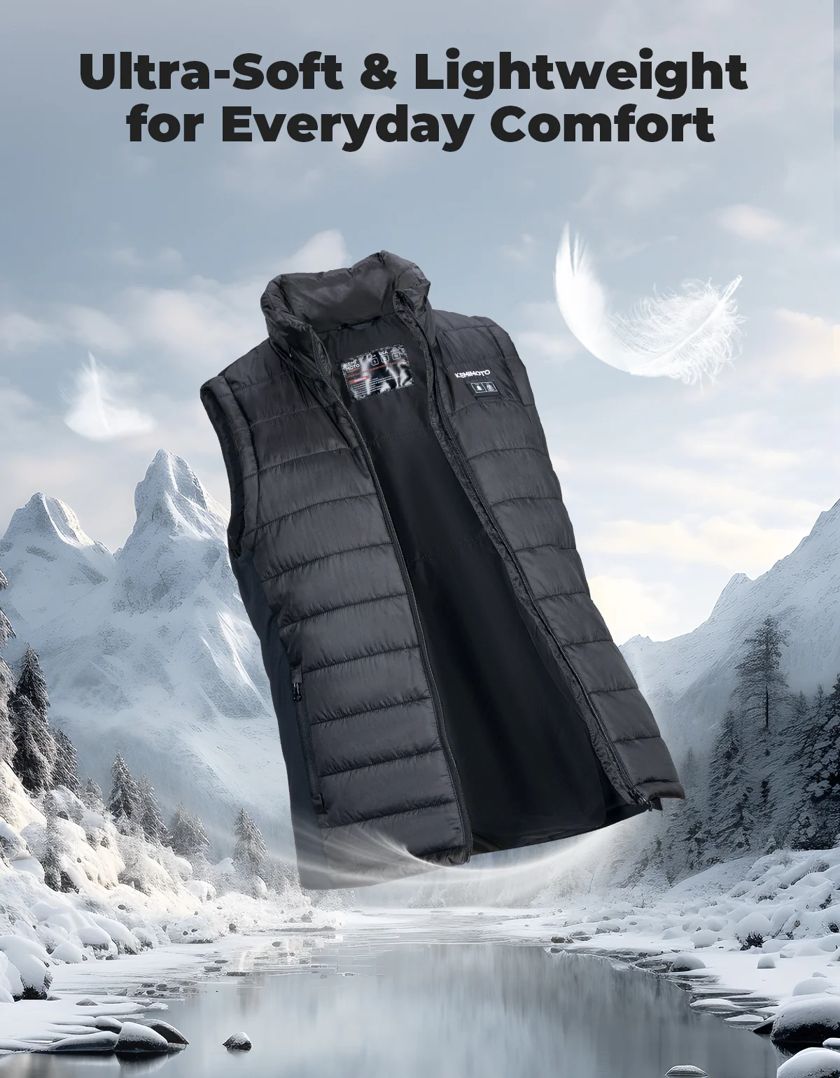 Heated Vest With Heated Hood - Black - Image 6