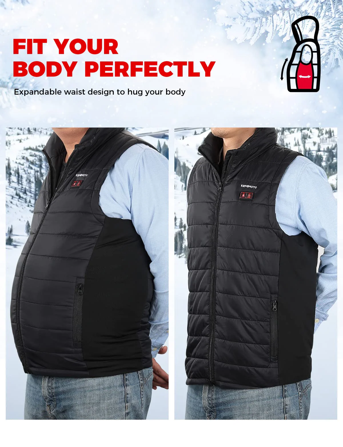 Heated Vest With Heated Hood - Black - Image 9