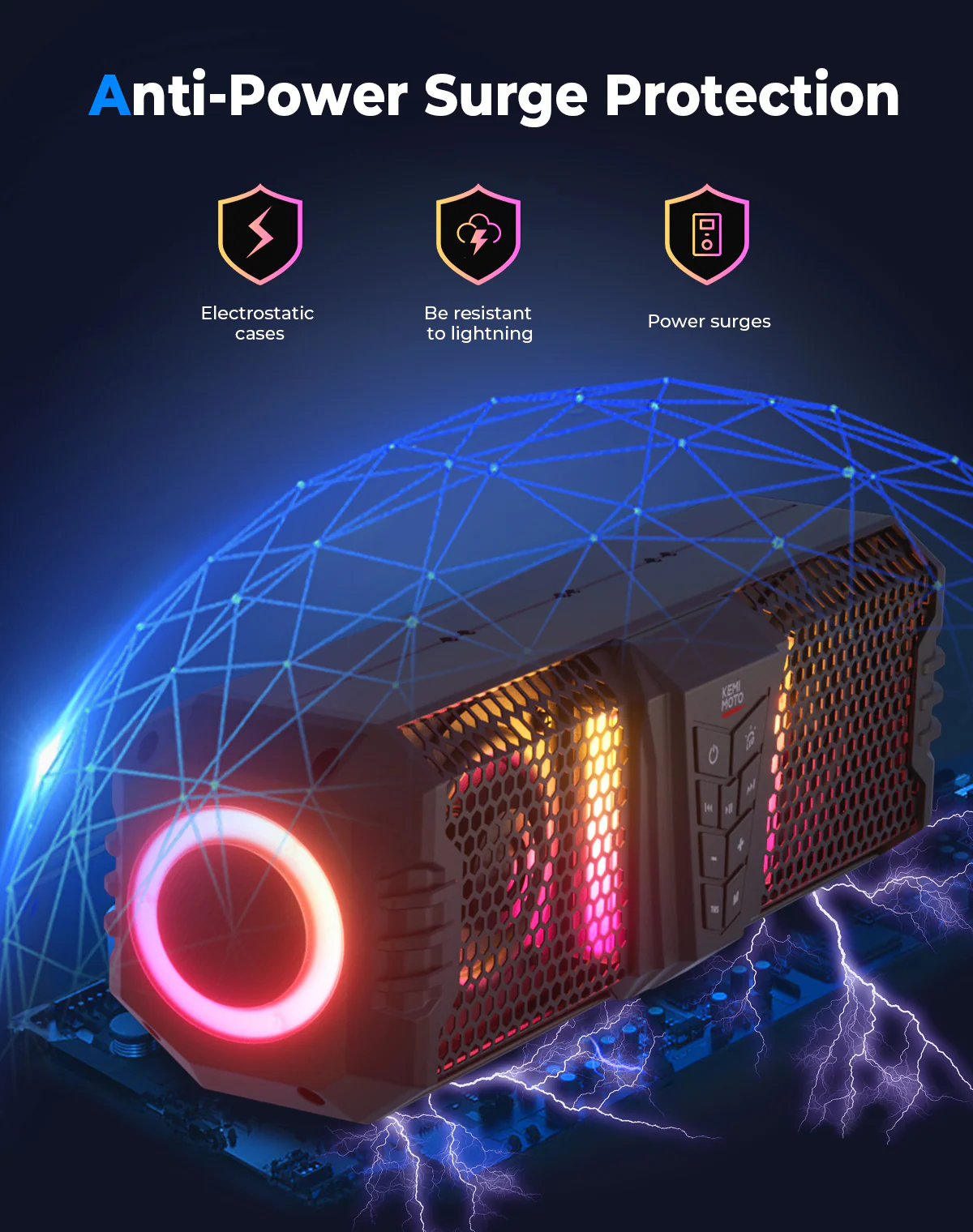 KEMIMOTO Midnight 40 16'' RGB Bluetooth Sound Bar for UTV Golf Cart Marine Boat - Image 8