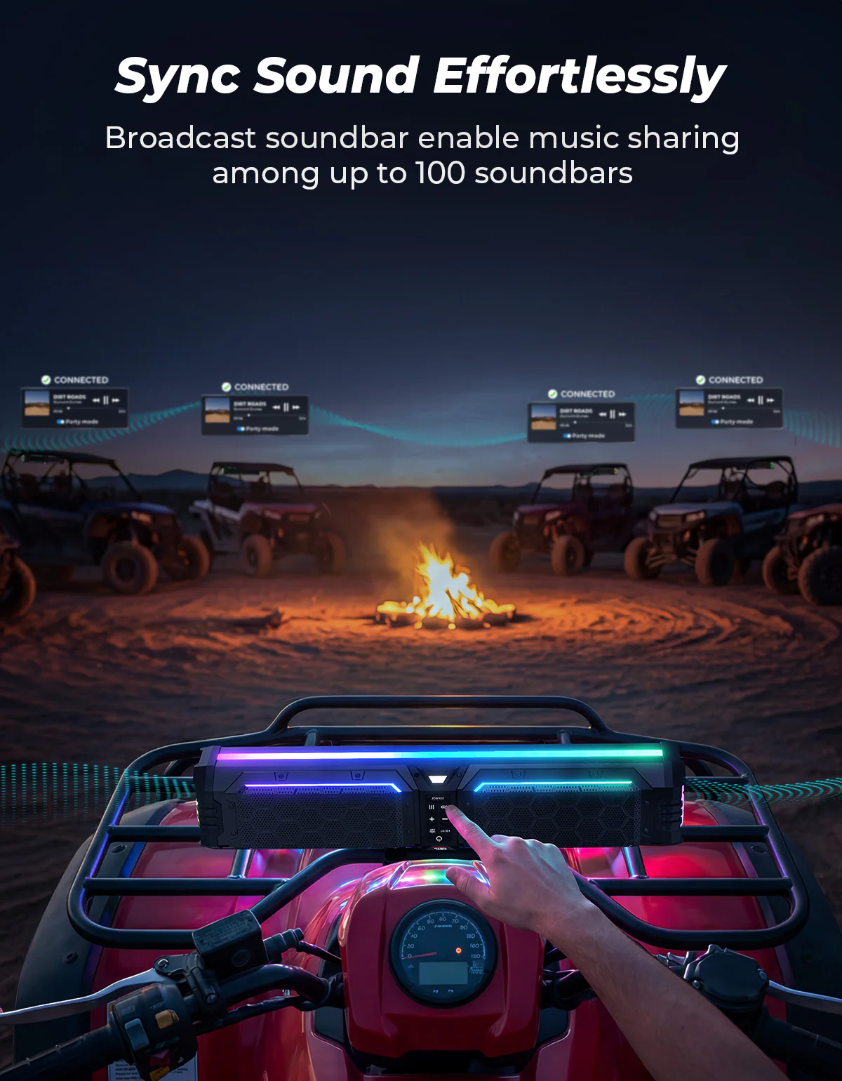 Midnight 70 Gen2 Soundbar For Can am Polaris 680W Max Power, IP66 Waterproof & Dual Passive Radiators - Image 7