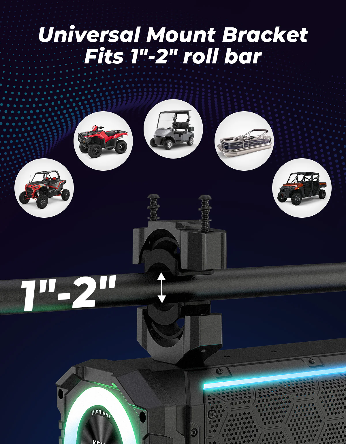 Midnight 70 Gen2 Soundbar For Can am Polaris 680W Max Power, IP66 Waterproof & Dual Passive Radiators - Image 9