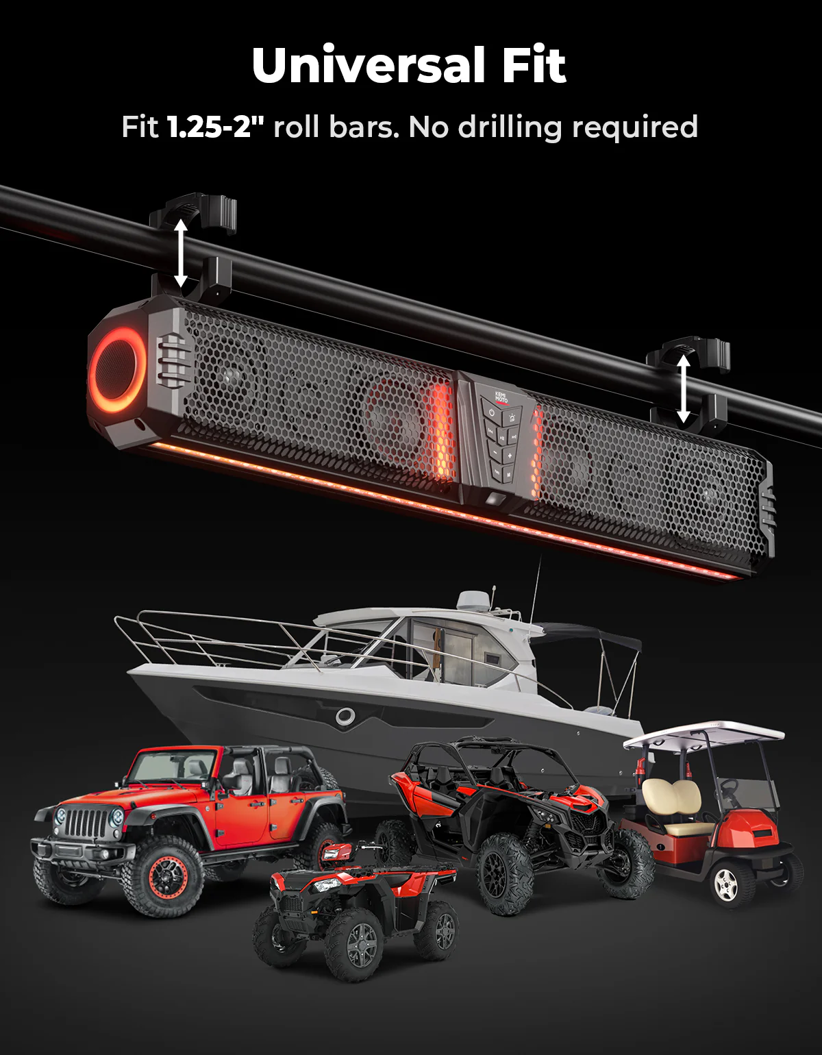 KEMIMOTO Midnight 80 32-inch 6-Speaker RGB UTV Sound Bar - Image 6