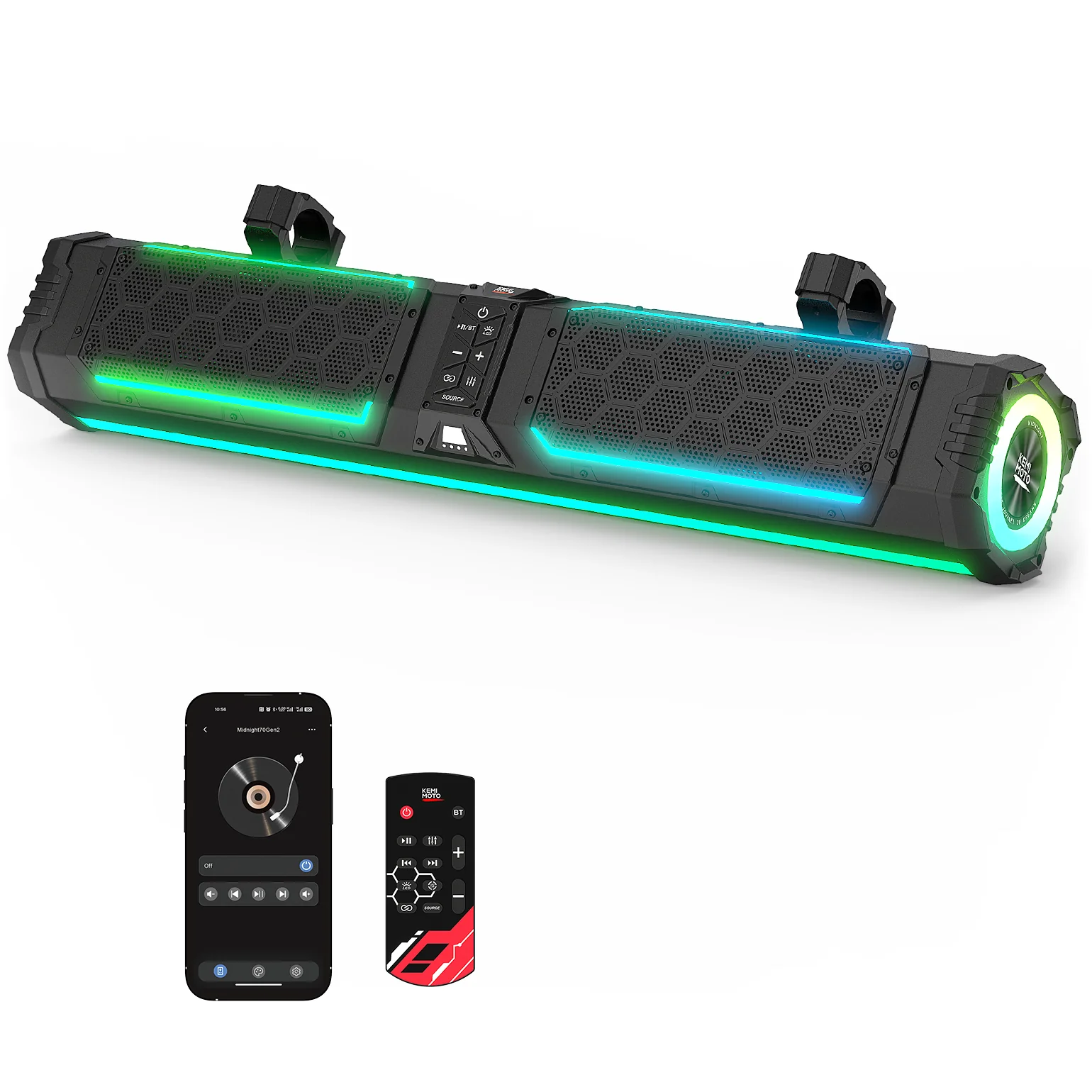 Midnight 80 Gen2 Soundbar For Can am Polaris 680W Max Power, IP66 Waterproof & Quad Passive Radiators - Image 2