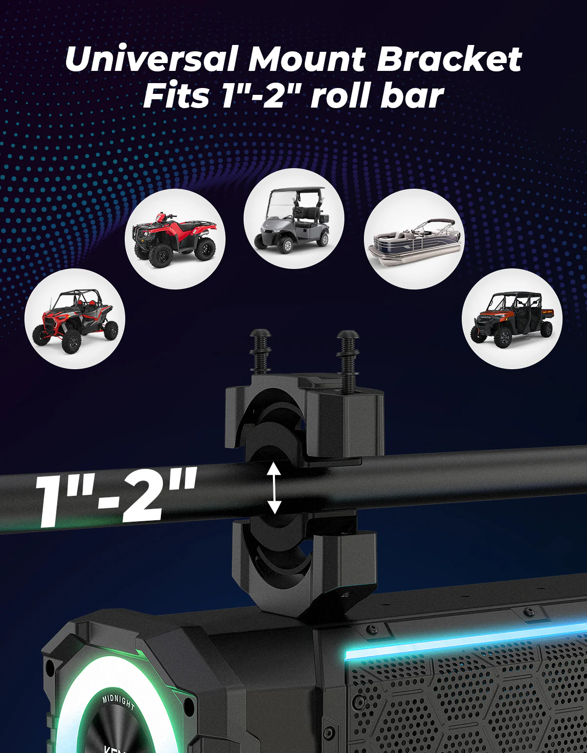 Midnight 80 Gen2 Soundbar For Can am Polaris 680W Max Power, IP66 Waterproof & Quad Passive Radiators - Image 9