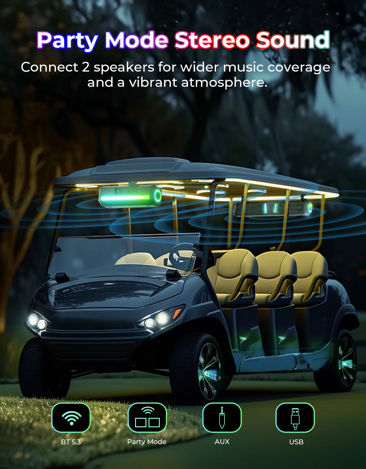 KEMIMOTO Midnight 80 32-inch 6-Speaker RGB UTV Sound Bar - Image 4