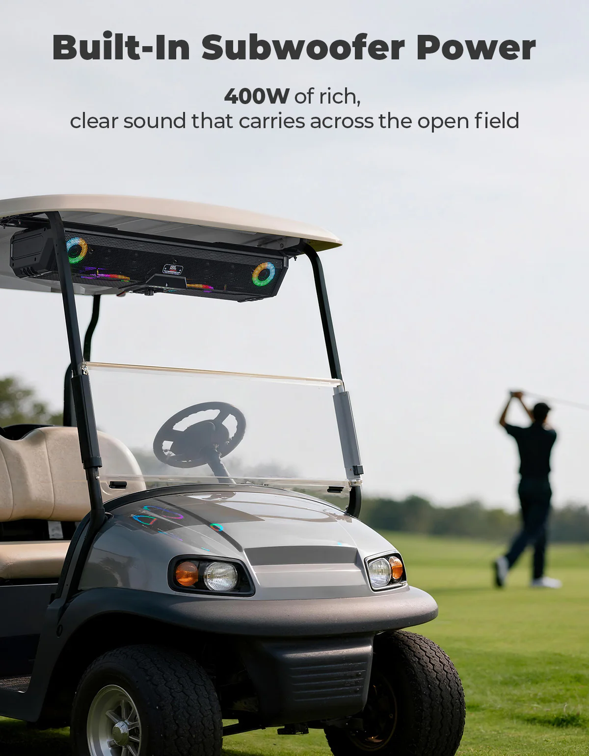 Midnight 90 Roof 34" Golf Cart Bluetooth Sound Bar RGB Lights 400W Waterproof Speaker - Image 3