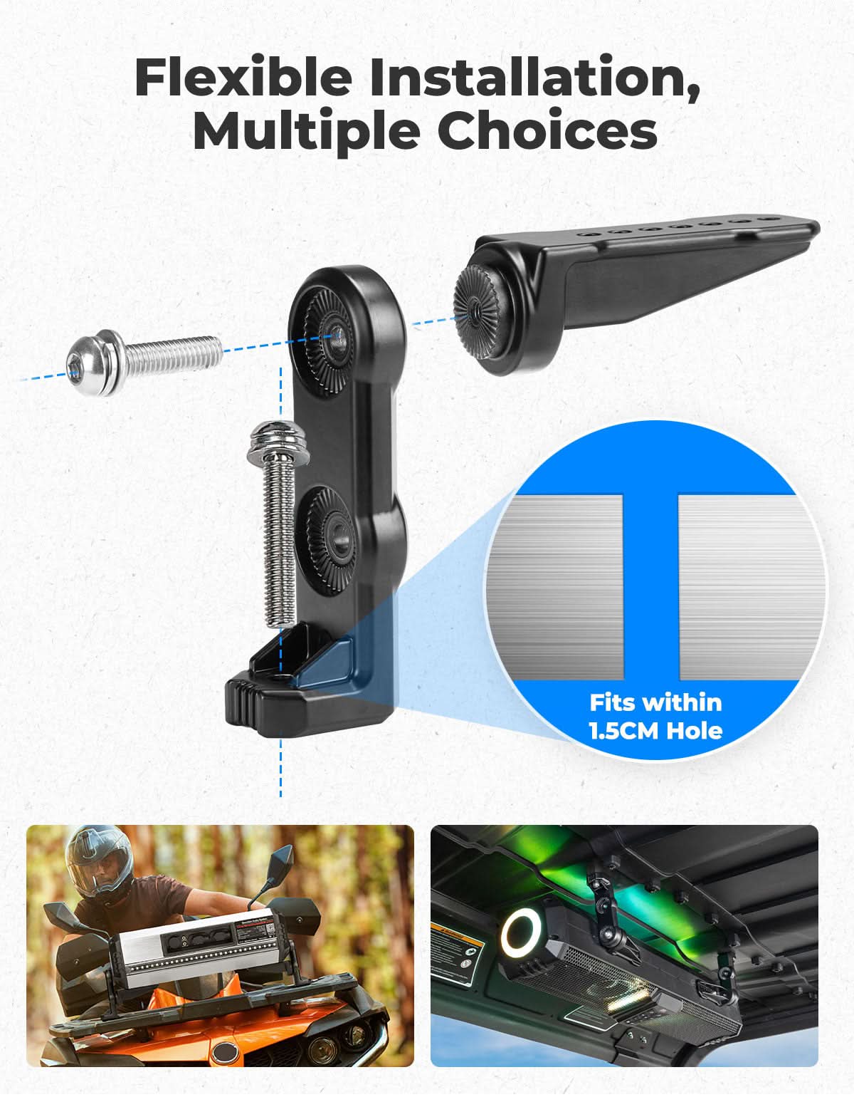 Midnight Soundbar Bracket for ATV UTV Golf Cart Marine Boat - Image 2