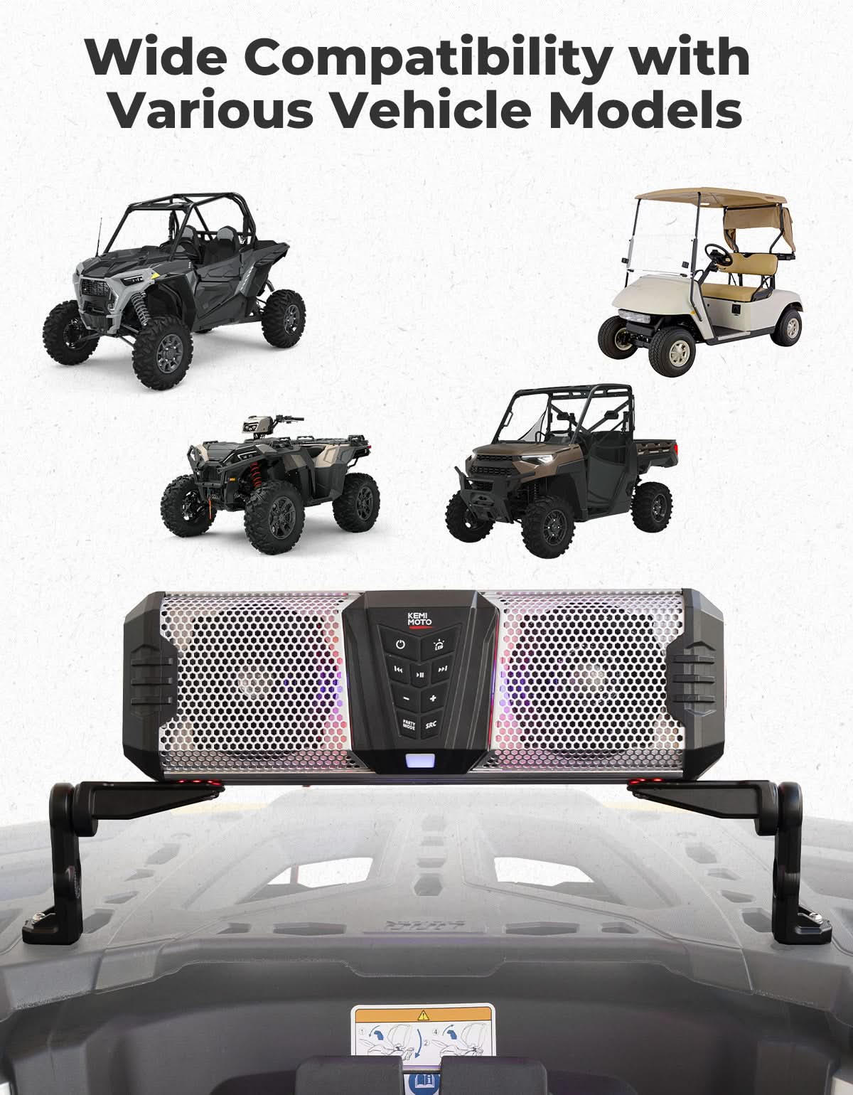 Midnight Soundbar Bracket for ATV UTV Golf Cart Marine Boat - Image 6