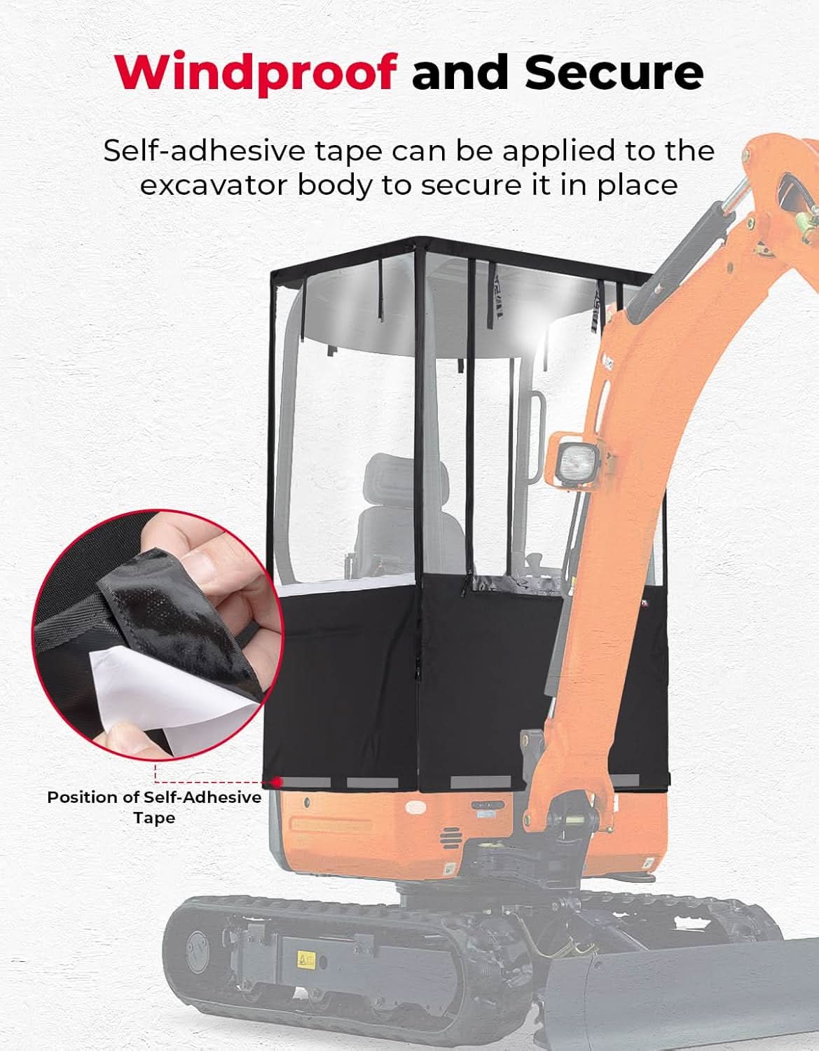 Mini Excavator Cover 600D Oxford Fabric for Bobcat E20 & Kubota U17 (1760-3530 lbs) - Image 4
